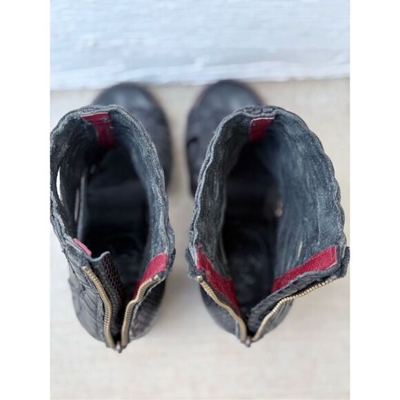 Freebird Washed Black Bela 100% Leather Cross Braided Ankle Western Boho Boots - Picture 9 of 14